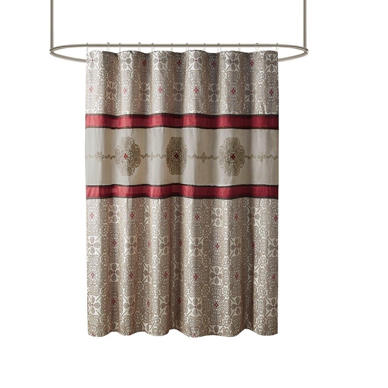 Gracie Mills Kurtis Medallion Jacquard Embroidered Shower Curtain - Grace-7786